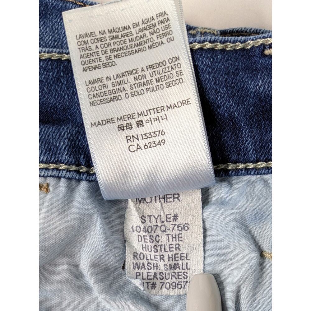 MOTHER Hustler Roller Heel 24 Blue High Rise Wide Leg Clean Hem Full Length 31" - Picture 12 of 15